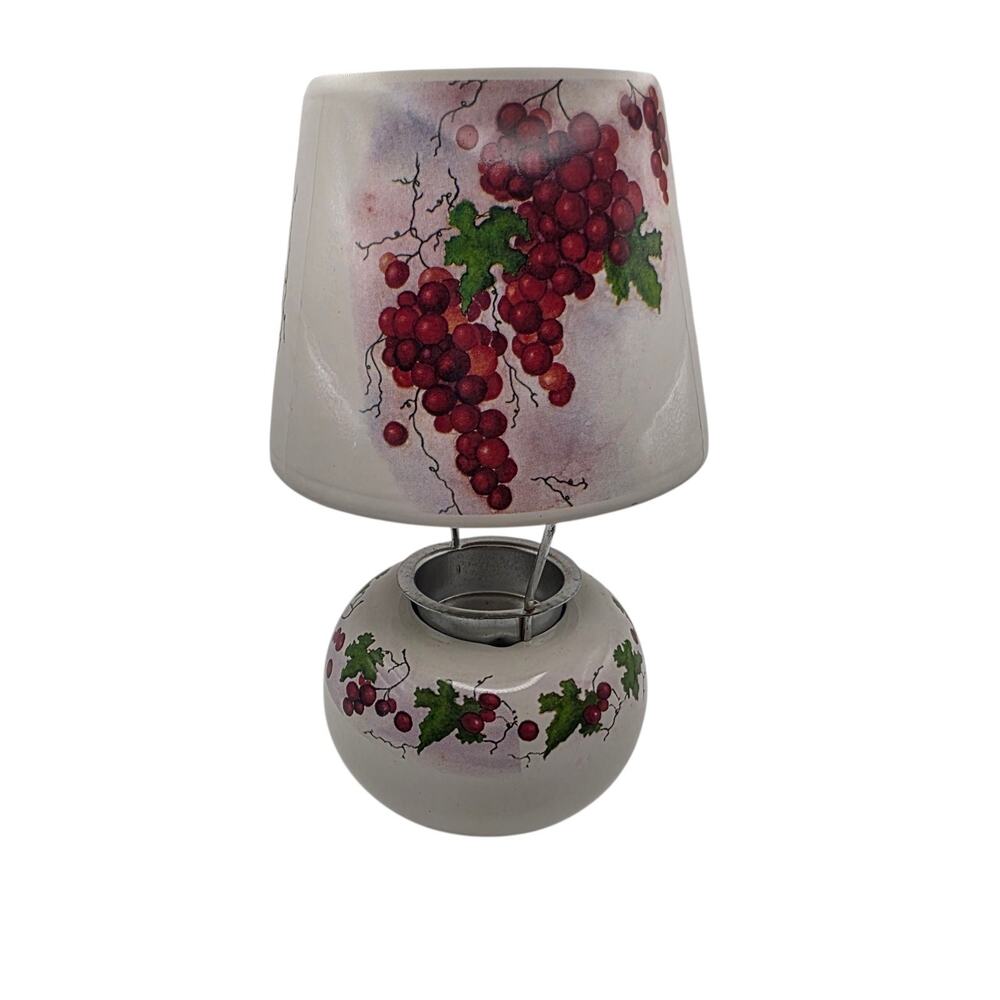 Ganz Ceramic Grape Vine Wax Warmer Oil Burner Lamp Shade Set Vintage Style